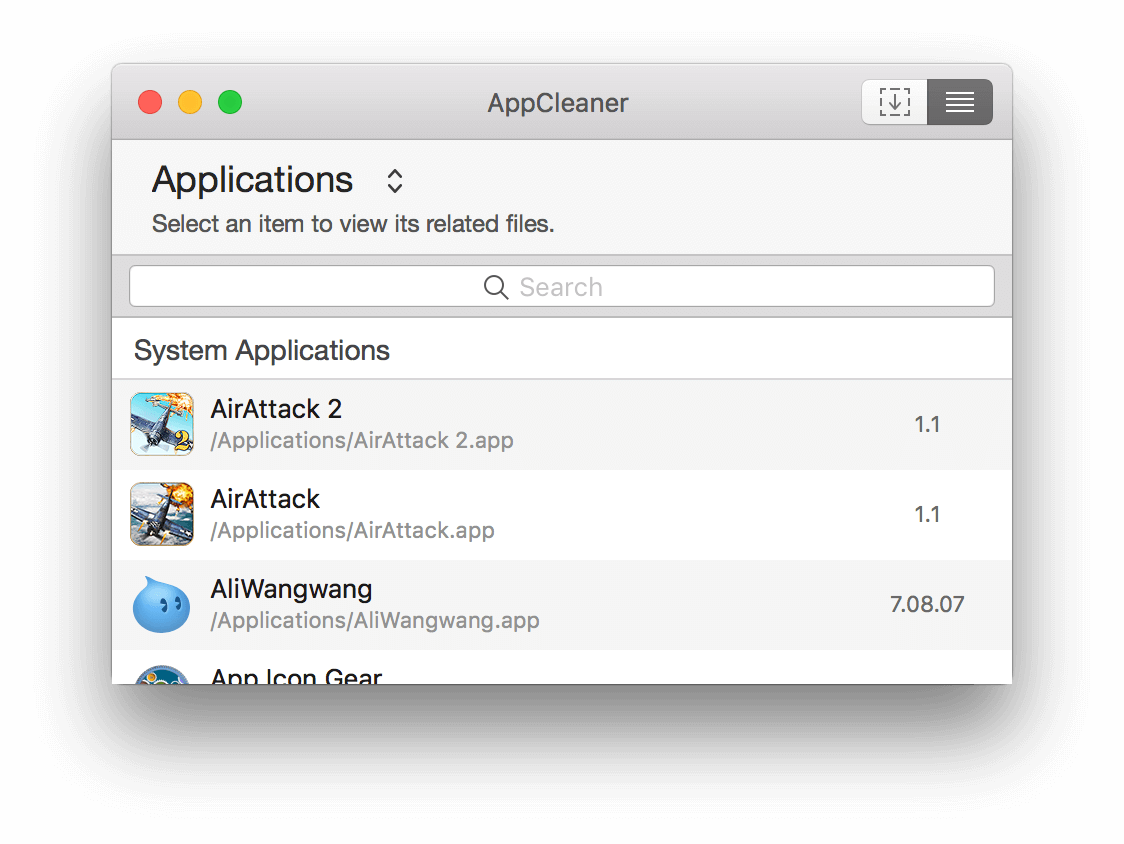 AppCleaner 列出所有可卸载 Apps