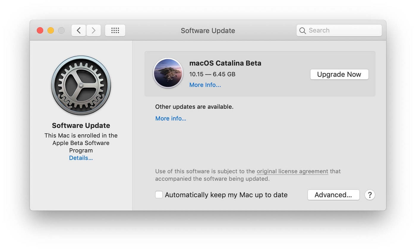 macos catalina beta 5 更新提示